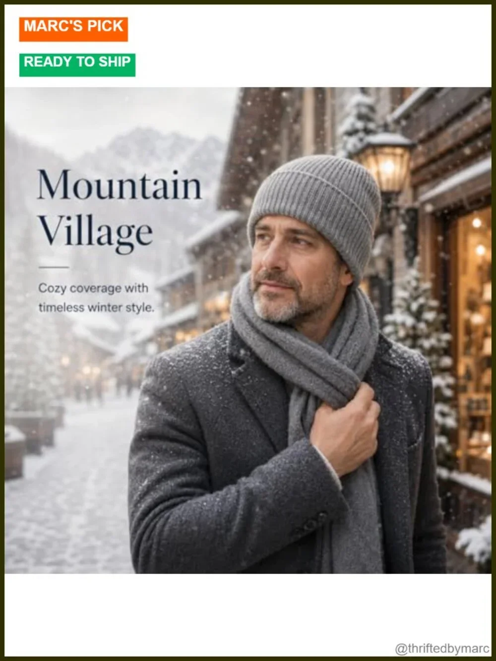 Wool Blend Chunky Knit Beanie, Stretchable Skull Cap Winter Hat